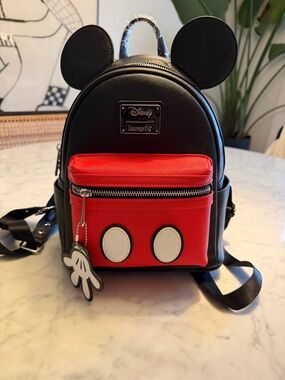 NWT Disney Loungefly Black & Red Mickey Mouse Ears Backpack